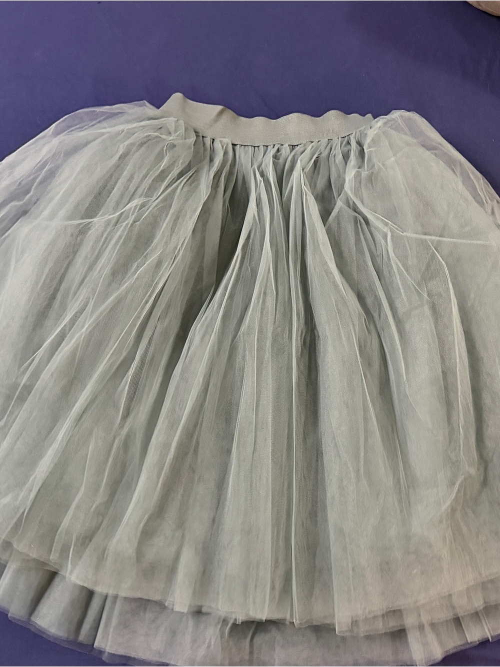 Women's Light Teal/Slate Blue Tulle Midi Skirt